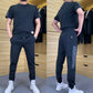 👖Herren High Stretch Kurzarm-Top  Jogginghose 2er-Set