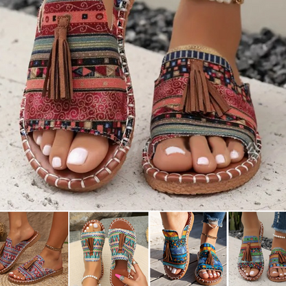 🌸💐2025 Neu Sommer Bohemian Print Damen Sandalen💥💥Befristetes Angebot: 50% Rabatt auf Bestellungen
