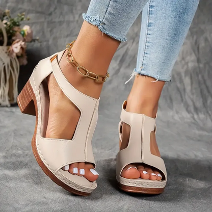 ❤️Offene Sandalen mit klobigem Absatz für Damen