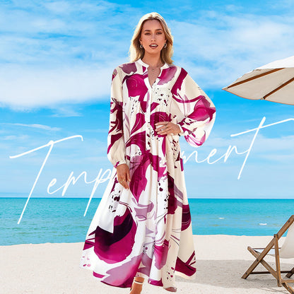 🌸💃 Maxi-Blumenkleid für Damen mit V-Ausschnitt