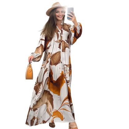 🌸💃 Maxi-Blumenkleid für Damen mit V-Ausschnitt