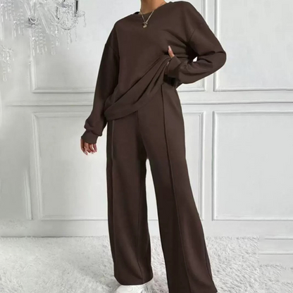 Gemütlicher Damen-Zweiteiler: Langarm-Sweatshirt und Hose