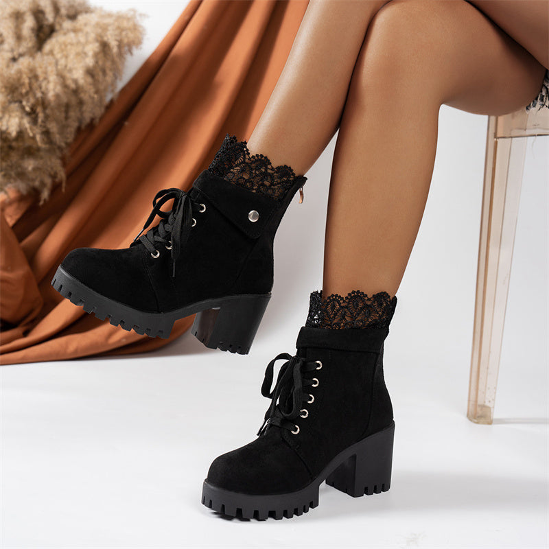 🔥Black-Friday-Mega-Angebot – 50% Rabatt!🔥Damen-Stiefeletten mit dickem Absatz und Spitze