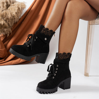 🔥Black-Friday-Mega-Angebot – 50% Rabatt!🔥Damen-Stiefeletten mit dickem Absatz und Spitze