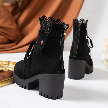 🔥Black-Friday-Mega-Angebot – 50% Rabatt!🔥Damen-Stiefeletten mit dickem Absatz und Spitze