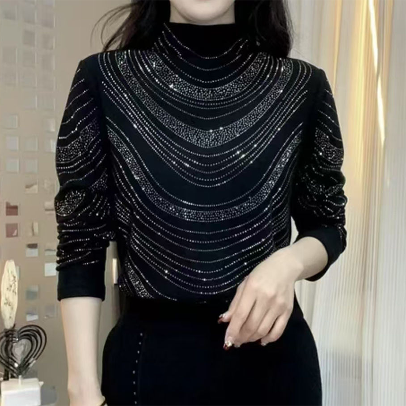🎅🎁Weihnachtsangebot – 50 % Rabatt⏳Anmutiges Langarm-Top mit Pailletten für Damen