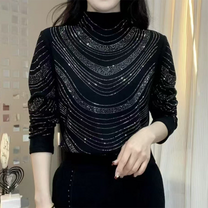 🎅🎁Weihnachtsangebot – 50 % Rabatt⏳Anmutiges Langarm-Top mit Pailletten für Damen