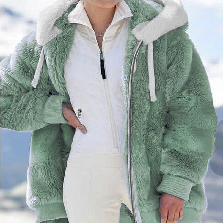 🎅Heiße Rabatte 50 % RABATT🔥Kapuzen-Fleecejacke mit Lammfellfutter🐑