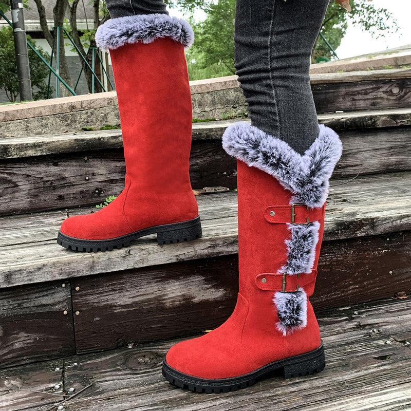 Damen Schneestiefel in mittlerer Wadenhöhe mit dicker Kunstplüsch-Fütterung
