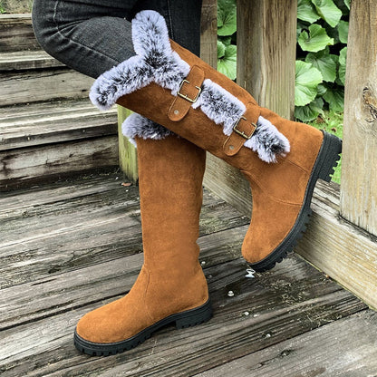 Damen Schneestiefel in mittlerer Wadenhöhe mit dicker Kunstplüsch-Fütterung
