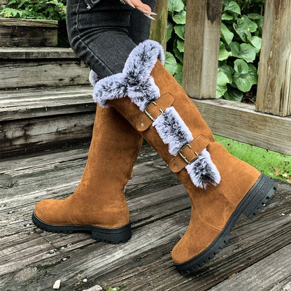 Damen Schneestiefel in mittlerer Wadenhöhe mit dicker Kunstplüsch-Fütterung