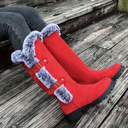 Damen Schneestiefel in mittlerer Wadenhöhe mit dicker Kunstplüsch-Fütterung