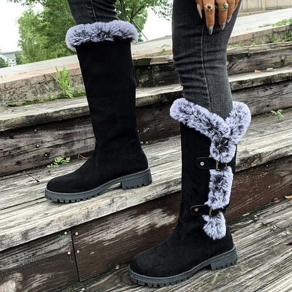 Damen Schneestiefel in mittlerer Wadenhöhe mit dicker Kunstplüsch-Fütterung