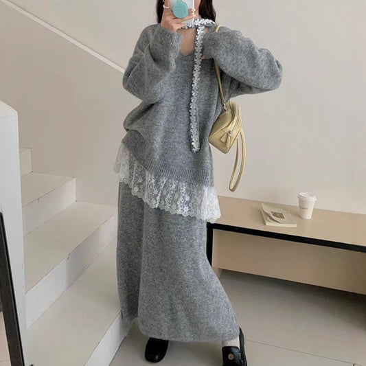 2-teiliges Set aus Strickpullover und Rock für Damen