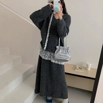 2-teiliges Set aus Strickpullover und Rock für Damen