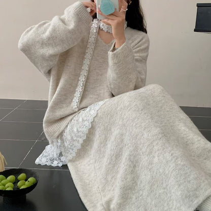 2-teiliges Set aus Strickpullover und Rock für Damen