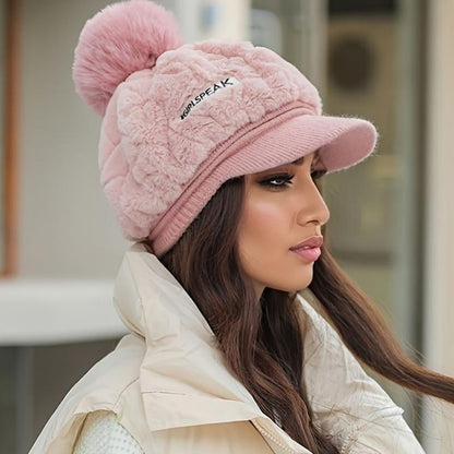[Das beste Geschenk für sie] Warme Damenmütze mit kurzer Krempe für den Winter