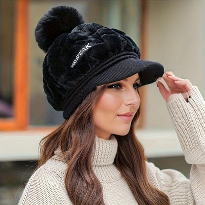 [Das beste Geschenk für sie] Warme Damenmütze mit kurzer Krempe für den Winter
