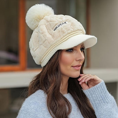 [Das beste Geschenk für sie] Warme Damenmütze mit kurzer Krempe für den Winter