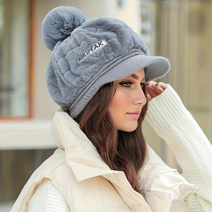 [Das beste Geschenk für sie] Warme Damenmütze mit kurzer Krempe für den Winter