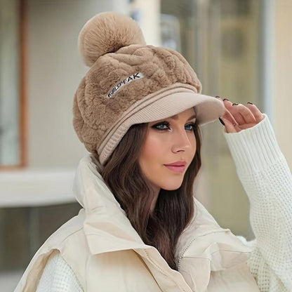 [Das beste Geschenk für sie] Warme Damenmütze mit kurzer Krempe für den Winter