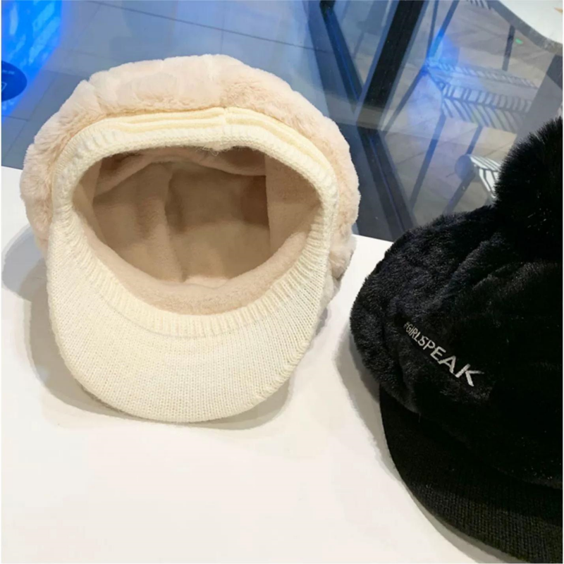 [Das beste Geschenk für sie] Warme Damenmütze mit kurzer Krempe für den Winter