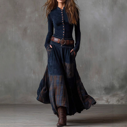 Vintage-Kleid mit Stehkragen und Knöpfen