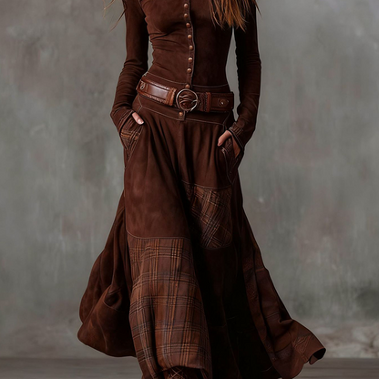 Vintage-Kleid mit Stehkragen und Knöpfen