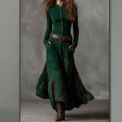Vintage-Kleid mit Stehkragen und Knöpfen