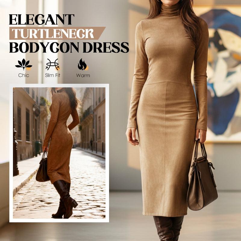 🎁 Elegantes, langärmeliges Bodycon-Kleid mit Rollkragen🔥Kauf 2 Artikel versandkostenfrei🔥