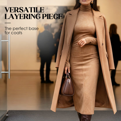 🎁 Elegantes, langärmeliges Bodycon-Kleid mit Rollkragen🔥Kauf 2 Artikel versandkostenfrei🔥