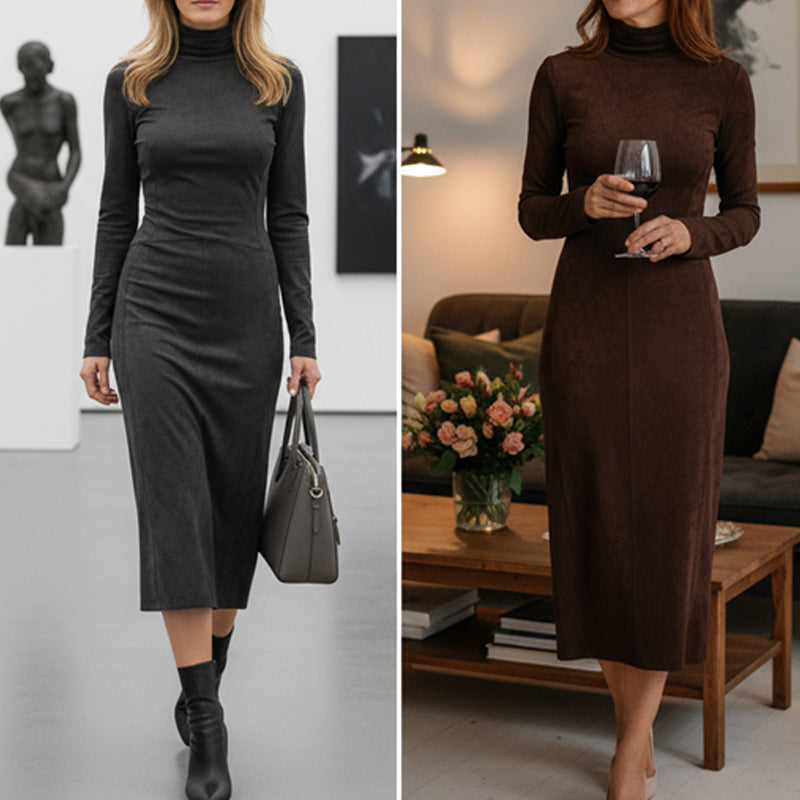 🎁 Elegantes, langärmeliges Bodycon-Kleid mit Rollkragen🔥Kauf 2 Artikel versandkostenfrei🔥