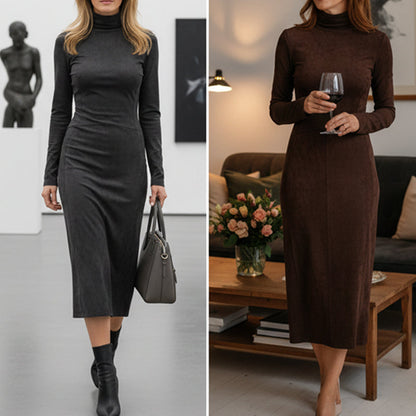 🎁 Elegantes, langärmeliges Bodycon-Kleid mit Rollkragen🔥Kauf 2 Artikel versandkostenfrei🔥