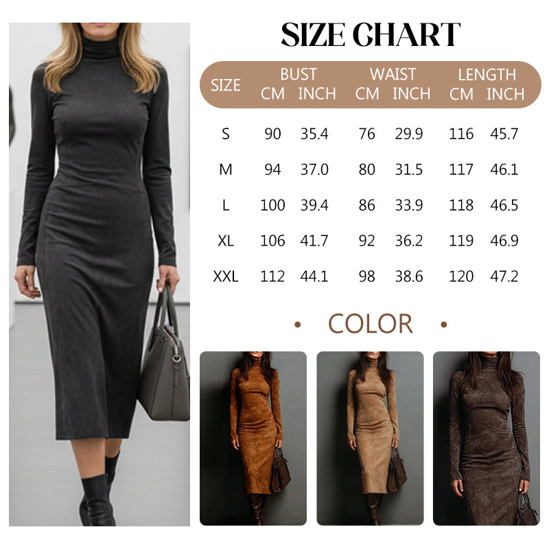 🎁 Elegantes, langärmeliges Bodycon-Kleid mit Rollkragen🔥Kauf 2 Artikel versandkostenfrei🔥