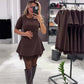 Glitzerndes Minikleid mit kurzen Ärmeln und Spitzenbesatz für Damen