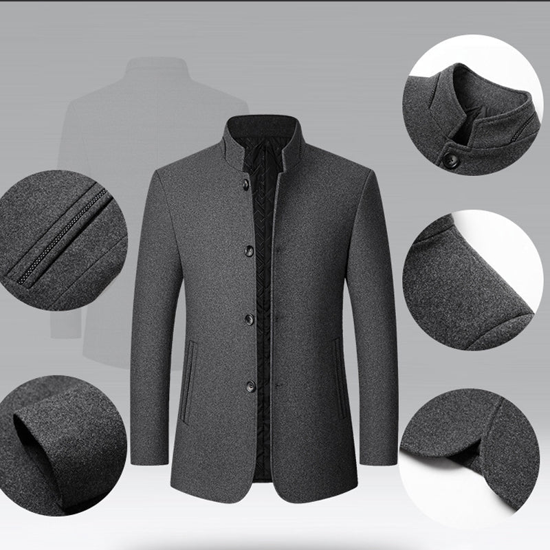🔥Der absolute Renner 2026! Die Wolljacke, die Väter lieben🌟 Zhongshan-Kriegermantel mit Stehkragen❄️ Warm und stylisch!