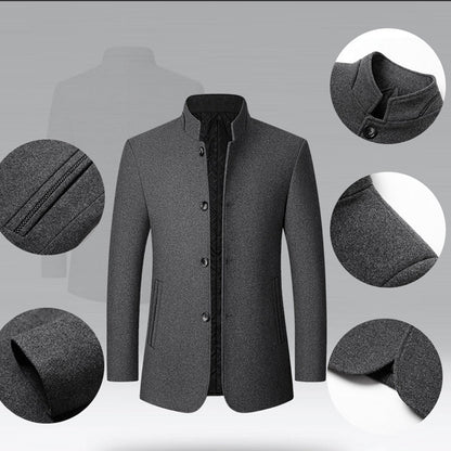 🔥Der absolute Renner 2026! Die Wolljacke, die Väter lieben🌟 Zhongshan-Kriegermantel mit Stehkragen❄️ Warm und stylisch!