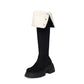 Damen Overknee-Stiefel mit Umschlag und Plüschfutter