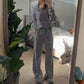 Gestreiftes 2-teiliges Loungewear-Set für Damen mit langen Ärmeln