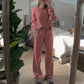 Gestreiftes 2-teiliges Loungewear-Set für Damen mit langen Ärmeln
