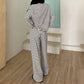 Gestreiftes 2-teiliges Loungewear-Set für Damen mit langen Ärmeln