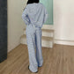 Gestreiftes 2-teiliges Loungewear-Set für Damen mit langen Ärmeln