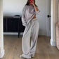 Gestreiftes 2-teiliges Loungewear-Set für Damen mit langen Ärmeln