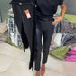 Damenhose mit hoher Taille aus Kunstleder