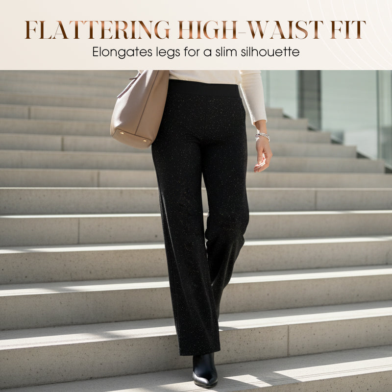 🌟✨ Glitzernde Hose mit hohem Bund – Gerades Bein für perfekte Passform & nachhaltigen Stil! 💫👖 Alltagseleganz mit bewusstem Design.