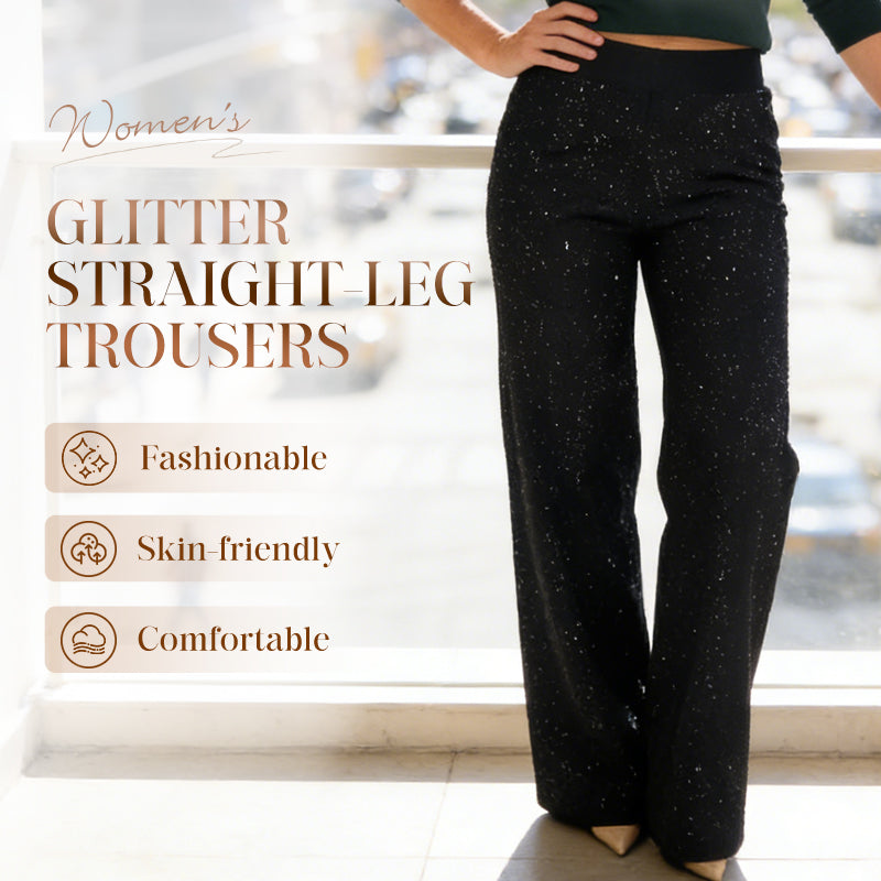🌟✨ Glitzernde Hose mit hohem Bund – Gerades Bein für perfekte Passform & nachhaltigen Stil! 💫👖 Alltagseleganz mit bewusstem Design.