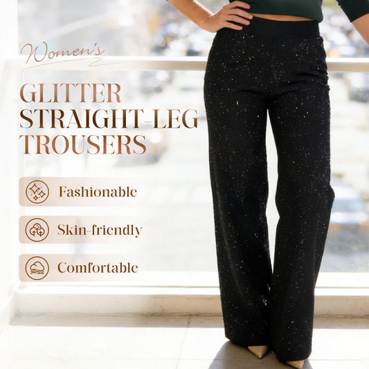 🌟✨ Glitzernde Hose mit hohem Bund – Gerades Bein für perfekte Passform & nachhaltigen Stil! 💫👖 Alltagseleganz mit bewusstem Design.