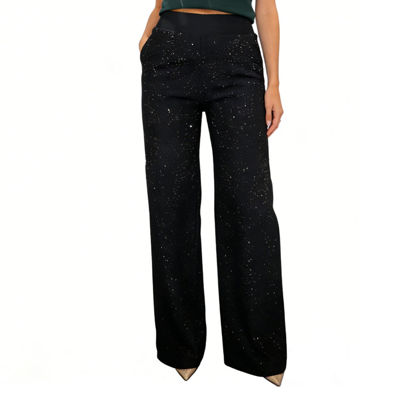 🌟✨ Glitzernde Hose mit hohem Bund – Gerades Bein für perfekte Passform & nachhaltigen Stil! 💫👖 Alltagseleganz mit bewusstem Design.