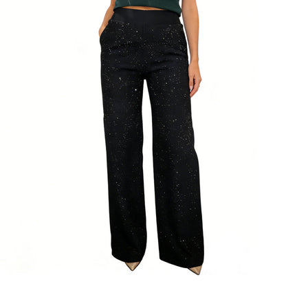 🌟✨ Glitzernde Hose mit hohem Bund – Gerades Bein für perfekte Passform & nachhaltigen Stil! 💫👖 Alltagseleganz mit bewusstem Design.