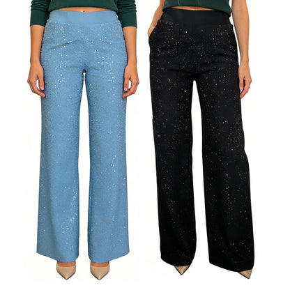 🌟✨ Glitzernde Hose mit hohem Bund – Gerades Bein für perfekte Passform & nachhaltigen Stil! 💫👖 Alltagseleganz mit bewusstem Design.